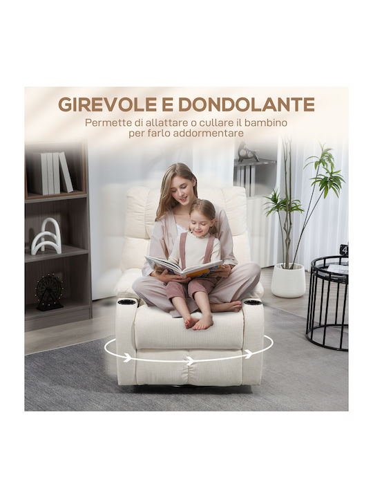 Fotoliu Relax Rotativ cu Puf Bej 88x96x108cm