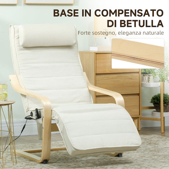 Πολυθρόνα Relax Massage με Υποπόδιο Εκρού 67x95x101cm