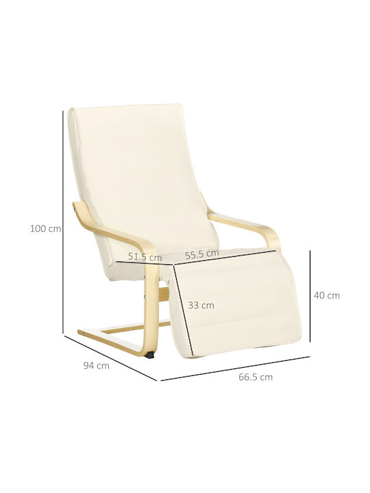 Πολυθρόνα Relax με Υποπόδιο Μπεζ 66.5x94x100cm
