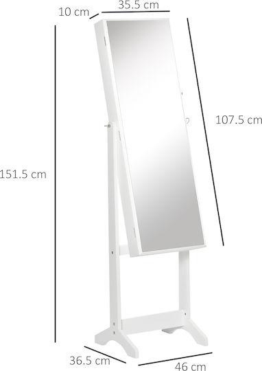 HomCom Floor Mirror with White Wooden Frame