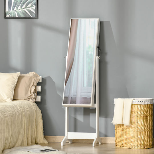 HomCom Floor Mirror with White Wooden Frame
