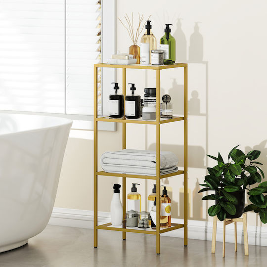 Rectangular Glass Side Table Gold M40xL30xH96.5cm