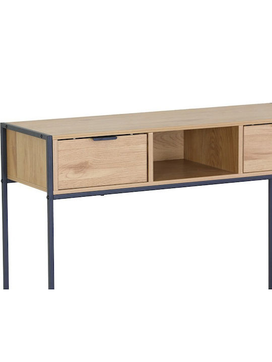 Wooden Console Table Wood & Metal Oak / Black L100xW35xH80cm