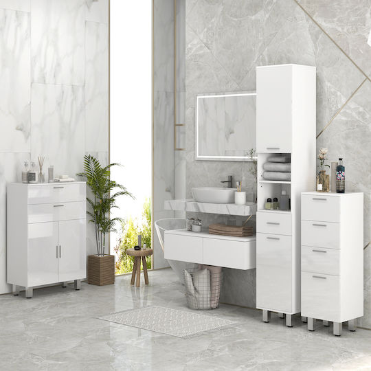 Kleankin Floor Bathroom Column Cabinet L30xD30xH180cm White
