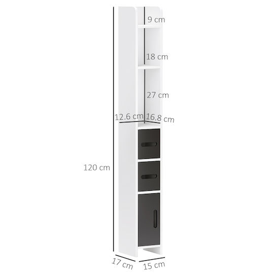 Kleankin Στήλη Μπάνιου Δαπέδου Μ15xΒ17xΥ120cm Λευκή