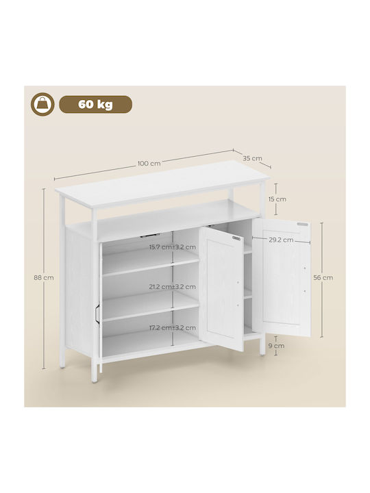 Sideboard made of Wood & Metal White 100x35x88cm