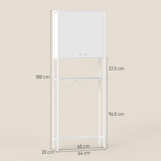 HomCom Floor Bathroom Column Cabinet for Laundry M64xB20xH180cm White
