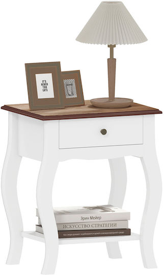 Bedside Table Wooden White 45x35x55cm