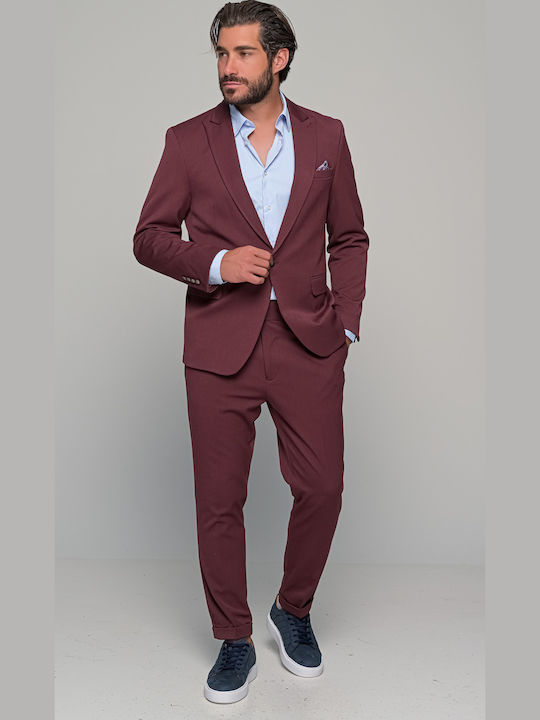 Alessandro Men's Winter Suit Burgundy