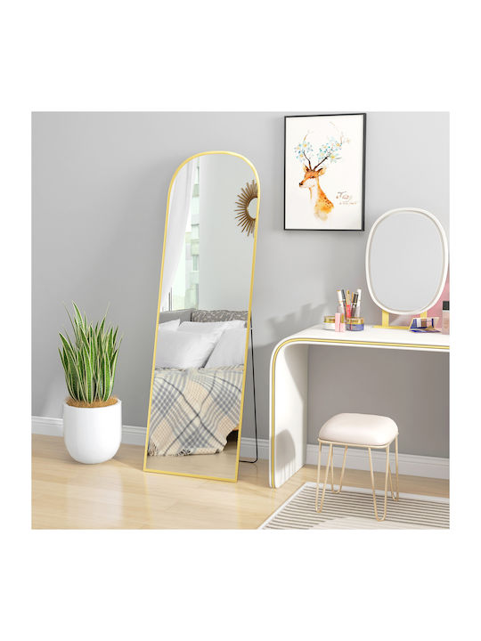 HomCom Arched Floor Mirror with Gold Aluminum Frame 161.5x50cm
