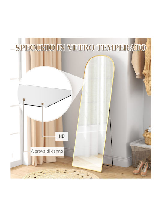 HomCom Arched Floor Mirror with Gold Aluminum Frame 161.5x50cm
