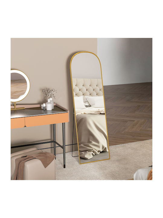 HomCom Arched Floor Mirror with Gold Aluminum Frame 161.5x50cm