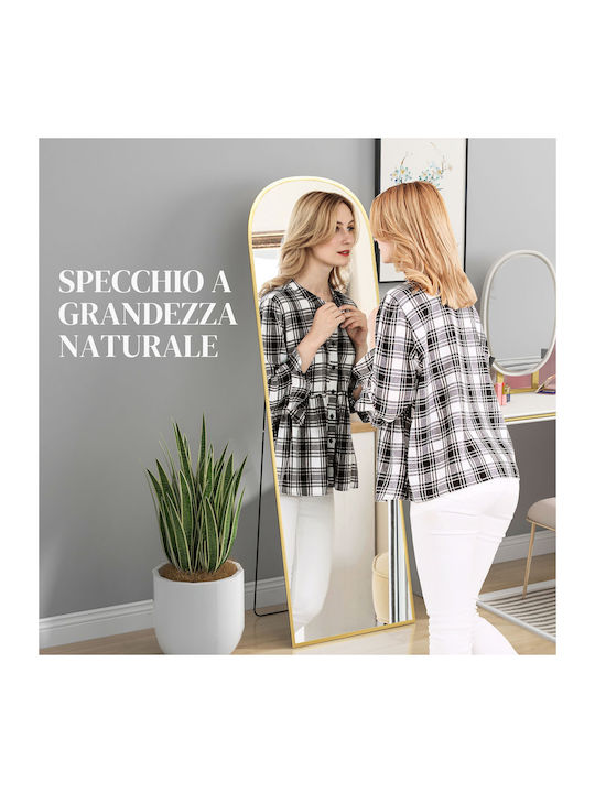 HomCom Arched Floor Mirror with Gold Aluminum Frame 161.5x50cm