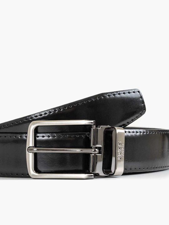 Men's Belt Leather Knitted Black