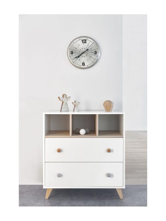 Colette Βρεφική Συρταριέρα με 2 Συρτάρια Λευκή 86x48x92cm