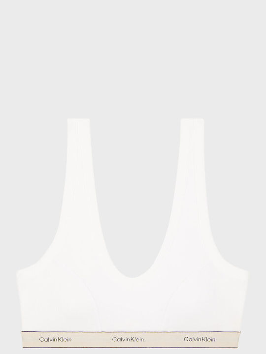 Calvin Klein Lightly Lined Traingle Bralett Heritage Cotton White Εσώρουχα Female White Lv00qf8594-100