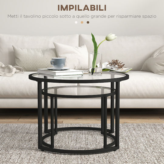 Nesting Set 2pcs L70xW70xH47.5cm. Black