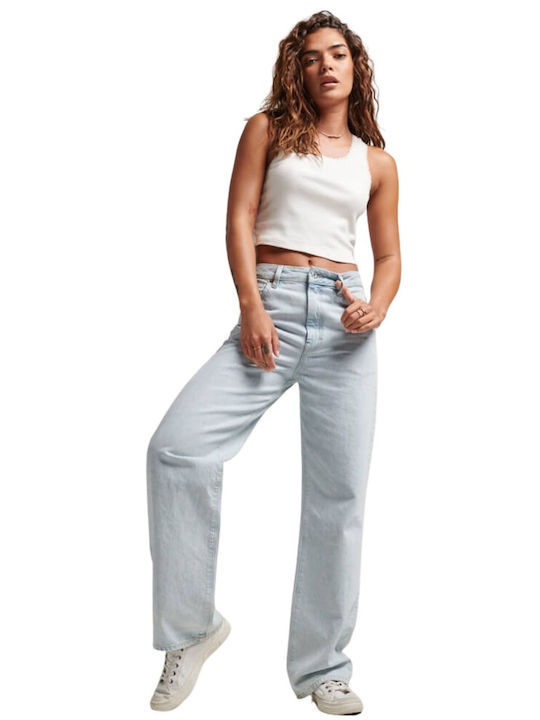 Hoch tailliert Damenjeans in Lockerer Passform Denim