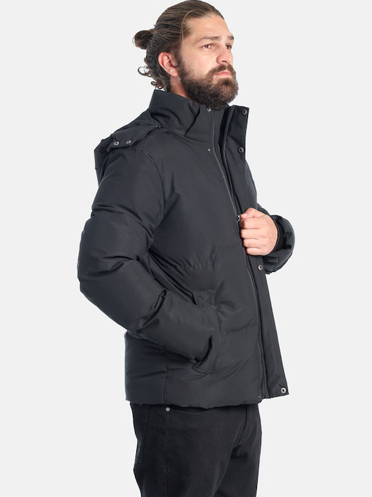 Χειμωνιάτικο Μπουφάν Puffer Αδιάβροχο και Αντιανεμικό Μαύρο