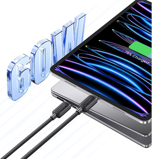 Usams Series USB 2.0 Cable USB-C male - USB-C 60W PD Λευκό 2m SJ696USB02