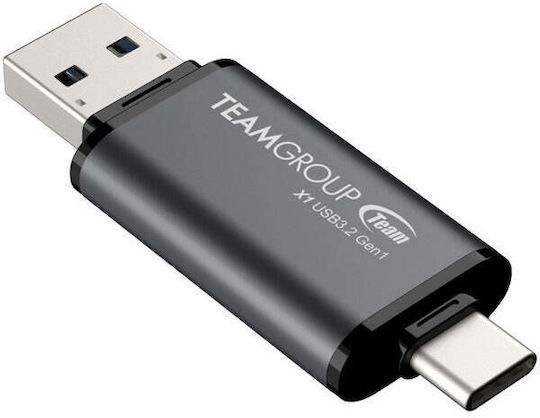 TeamGroup X1 64GB USB 3.2 Stick with connection USB-A & USB-C Gray