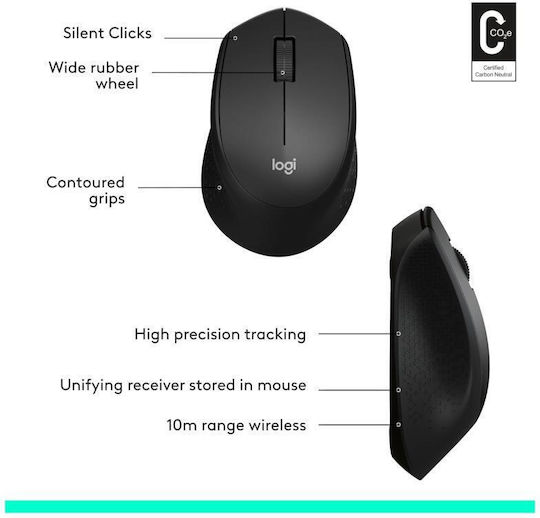 Logitech M331 Silent Plus Ασύρματο Ποντίκι Μαύρο