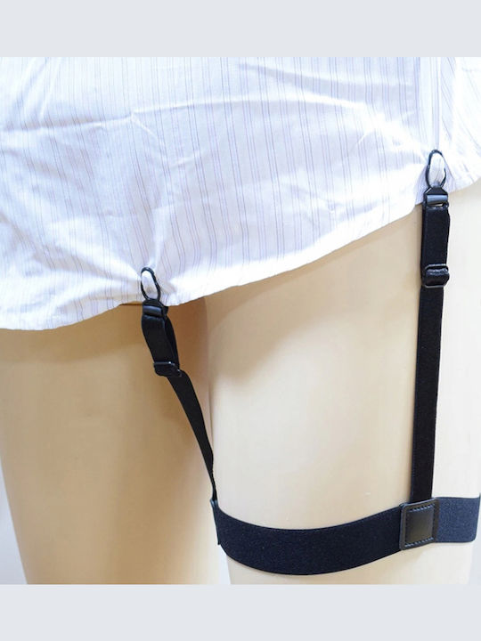 Set 2 Elasticated Shirt Fastening Straps Zola 3 Arms Black