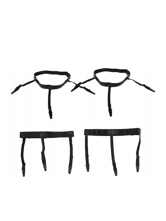 Set 2 Elasticated Shirt Fastening Straps Zola 3 Arms Black