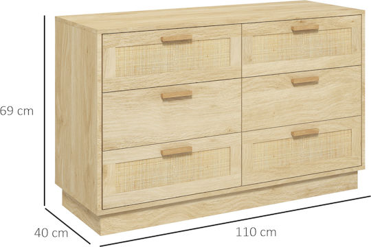 Συρταριέρα Κρεβατοκάμαρας mit 6 Schubladen Oak 110x40x69cm