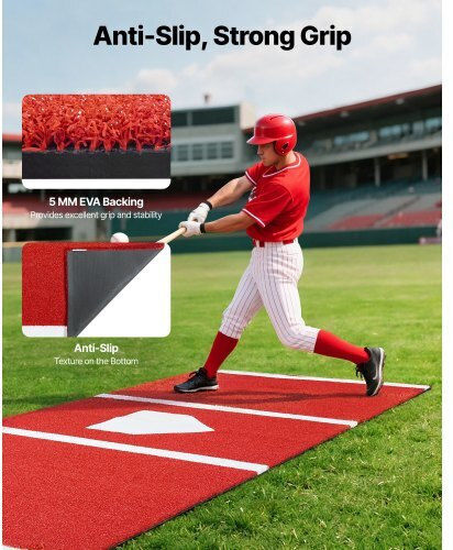 Baseball Mat Vevor 300x116cm Baseball Mat Outdoor Training Red