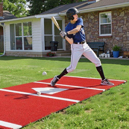 Baseball Mat Vevor 300x116cm Baseball Mat Outdoor Training Red