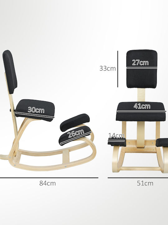 Scaun De Birou Cu Sprijin Pentru Genunchi Și Spătar Negru 51x84x93cm
