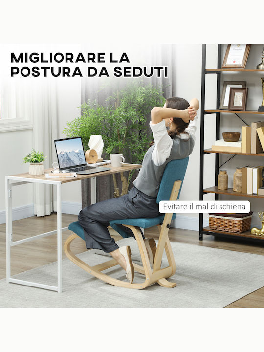 Ergonomischer Büro- und Schreibtischhocker mit Rückenlehne Blau 51x84x93cm