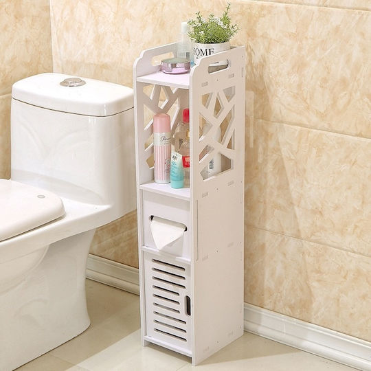 Επιδαπέδια Ραφιέρα Μπάνιου Ξύλινη 80x20x18cm Λευκή