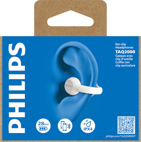 Philips TAQ2000 Offenes Ohr Bluetooth-Freisprecheinrichtung Kopfhörer mit Schweißresistenz und Ladeetui Weiß