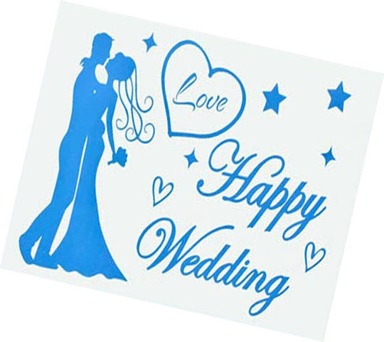 Sticker Adhesive Flippy Wedding Theme Happy Wedding Text Design 21x29 Cm Blue