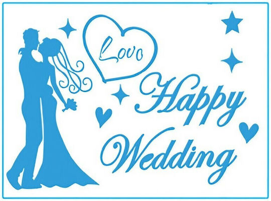 Sticker Adhesive Flippy Wedding Theme Happy Wedding Text Design 21x29 Cm Blue