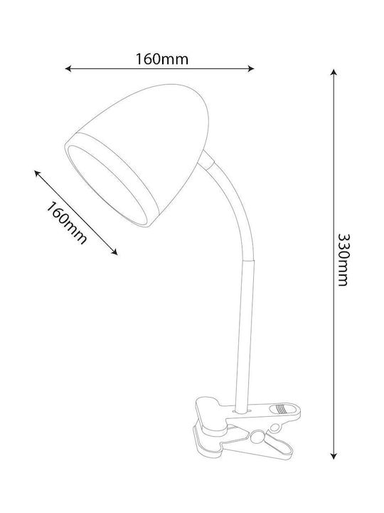 Avide Office Lamp for Socket E27 and Clip in Black Color