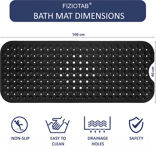 Bathtub Mat Anti-slip Fiziotab 100x40 Cm Black