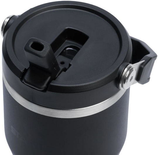 Stanley IceFlow Flip Straw 2.0 Glass Thermos Stainless Steel BPA Free 590ml Black With Straw
