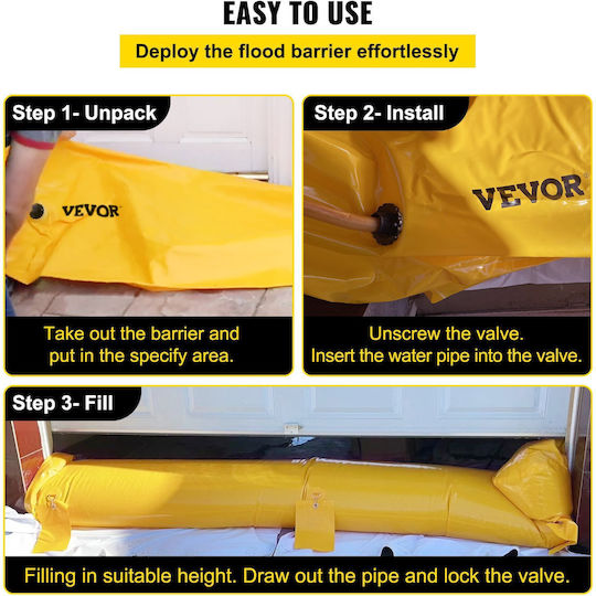 Vevor Flood Barrier Hydro Barrier 24' Length X 6" Height Water Diversion