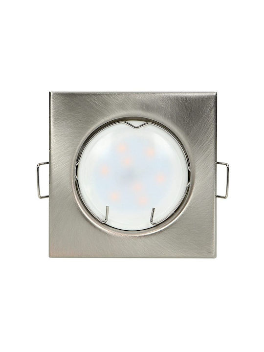 Redled 6177 Square Metallic Recessed Spot with Socket GU10 Silver 55x55cm. 1pcs
