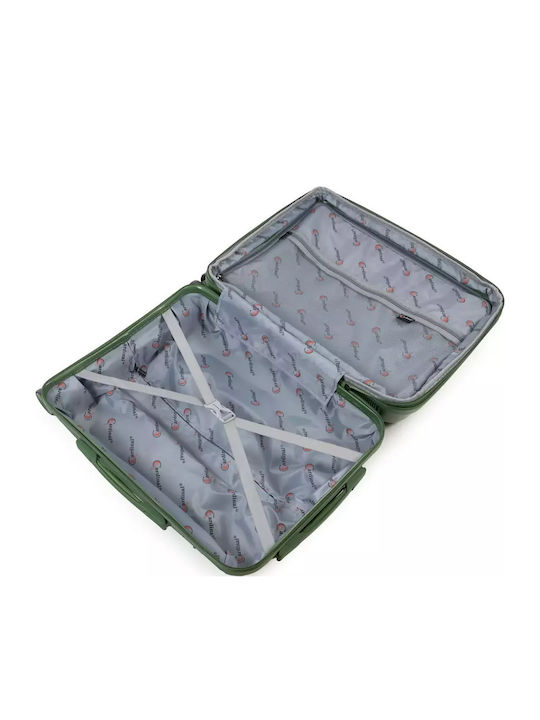 Cardinal Cabin Hard Green Travel Suitcase with 4 Wheels Height 55cm