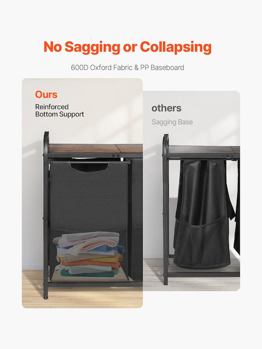 Vevor 2 Section Laundry Sorter Pull-out Bags Metal Frame & Wooden Tabletop