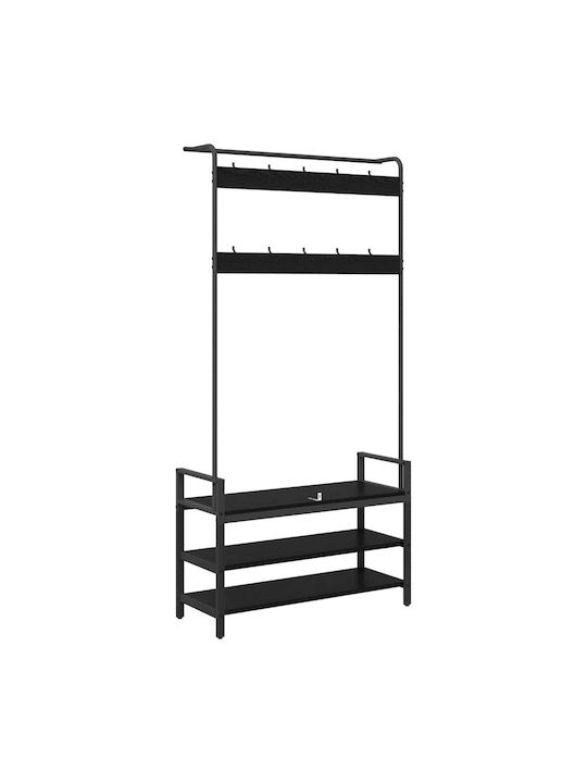 Vidaxl Hanger Black Oak 95 x 34 x 184 cm Engineered Wood