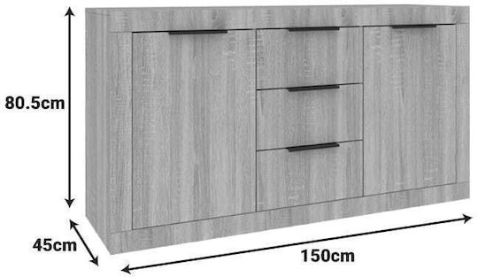 Μπουφές Doha Doha από Ξύλο με Συρτάρια Wenge Απόχρωση 150x45x80.5cm