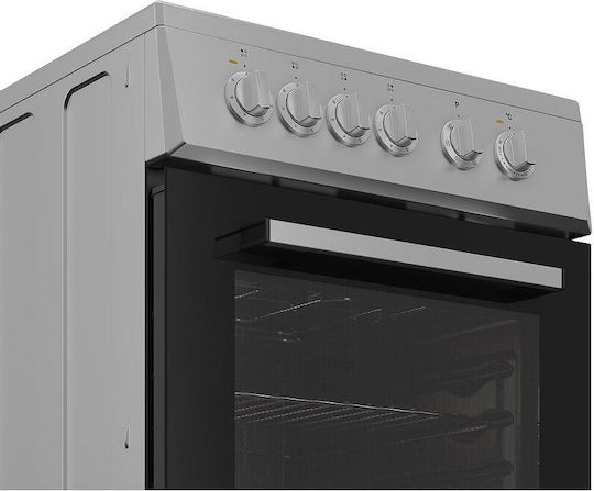 Indesit Κουζίνα 55lt με Κεραμικές Εστίες Π50εκ. Inox