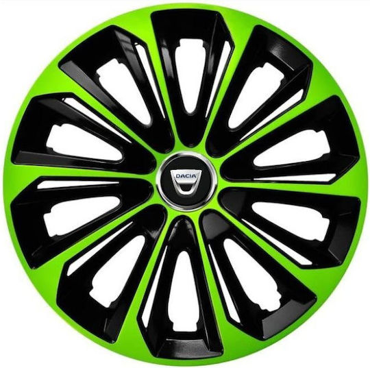 Set 4 Extra Strong Green R16 Wheel Caps Dacia Car Range