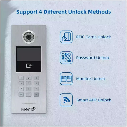 Interfon Video Exterior Ip Scară Apartament Fără Fir Wifi Ip65 2mp 4.3 Inch Hd Ir Poe Mentor Sy090