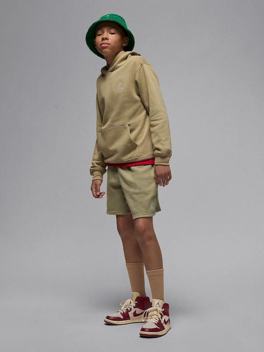 Fleece Παιδικό Φούτερ με Κουκούλα και Τσέπες Khaki